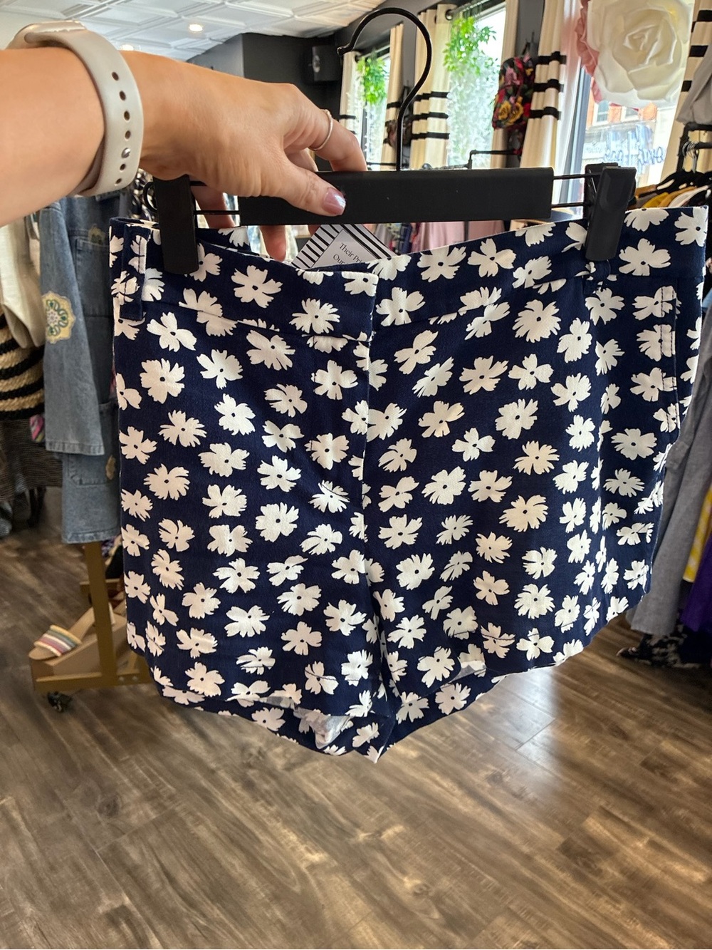 J. Crew Navy and White Floral Shorts